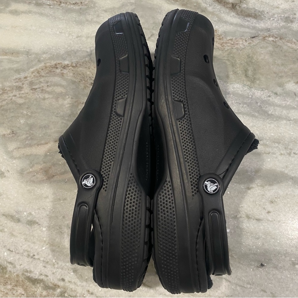 CROCS Men's 12 Baya Lined Clog Black Fleece Faux Fur EUC Dual Comfort - Picture 4 of 9